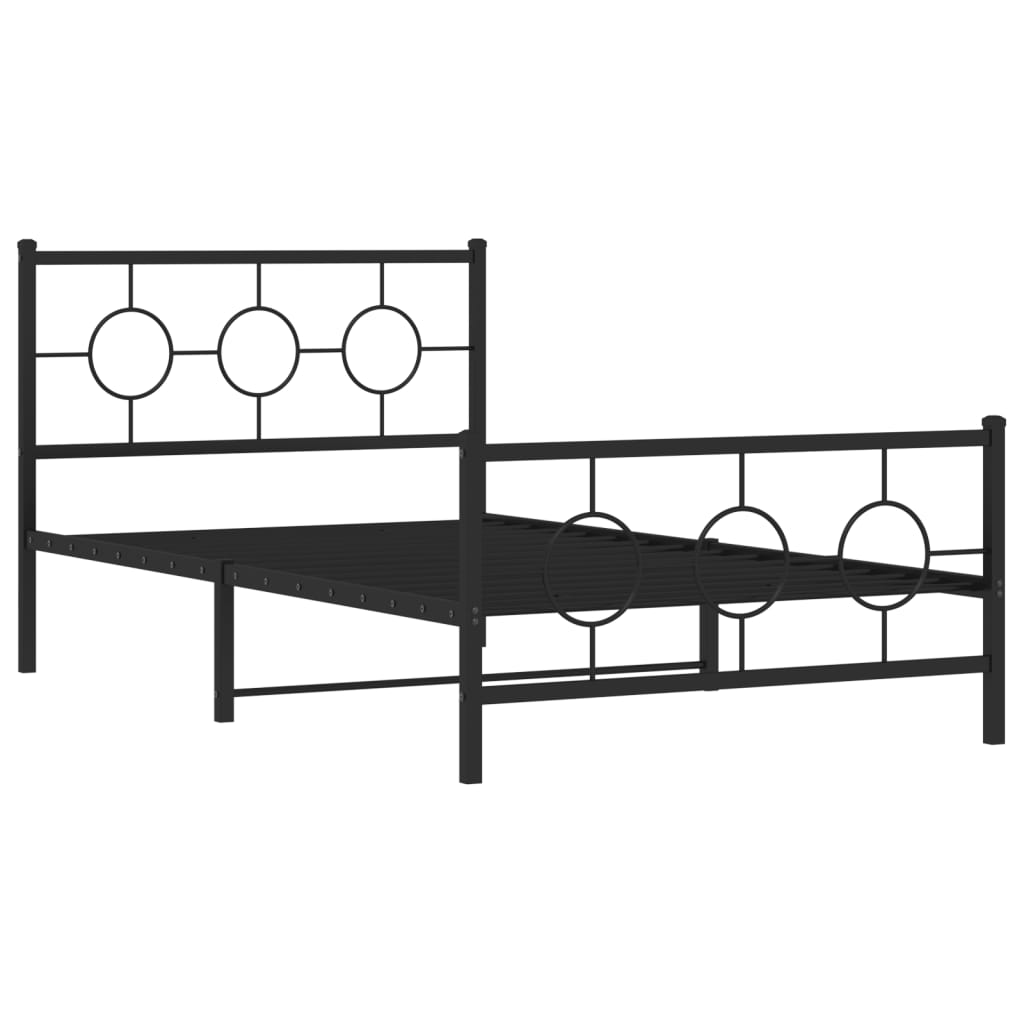 vidaXL Bedframe met hoofd- en voeteneinde metaal zwart 107x203 cm