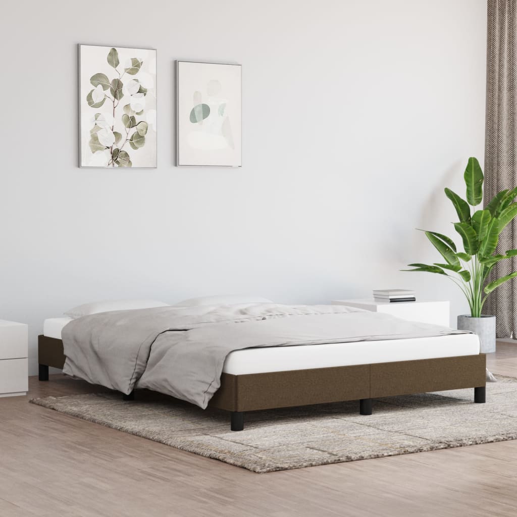 vidaXL Bedframe zonder matras stof donkerbruin 140x200 cm