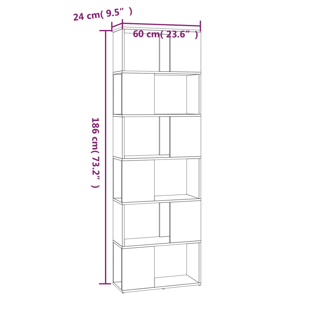 vidaXL Boekenkast/kamerscherm 60x24x186 cm bruin eikenkleur