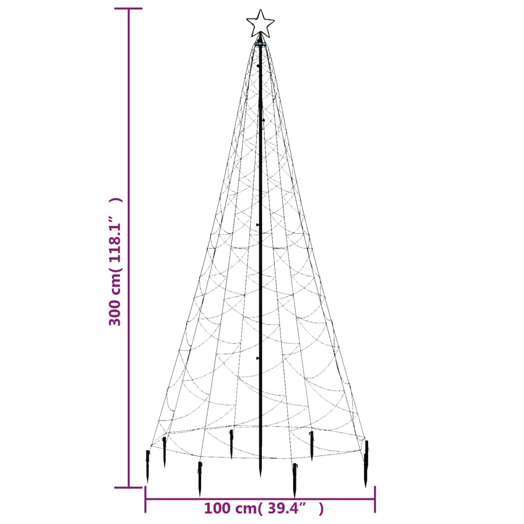 vidaXL Kerstboom met metalen paal en 500 LED's 3 m meerkleurig