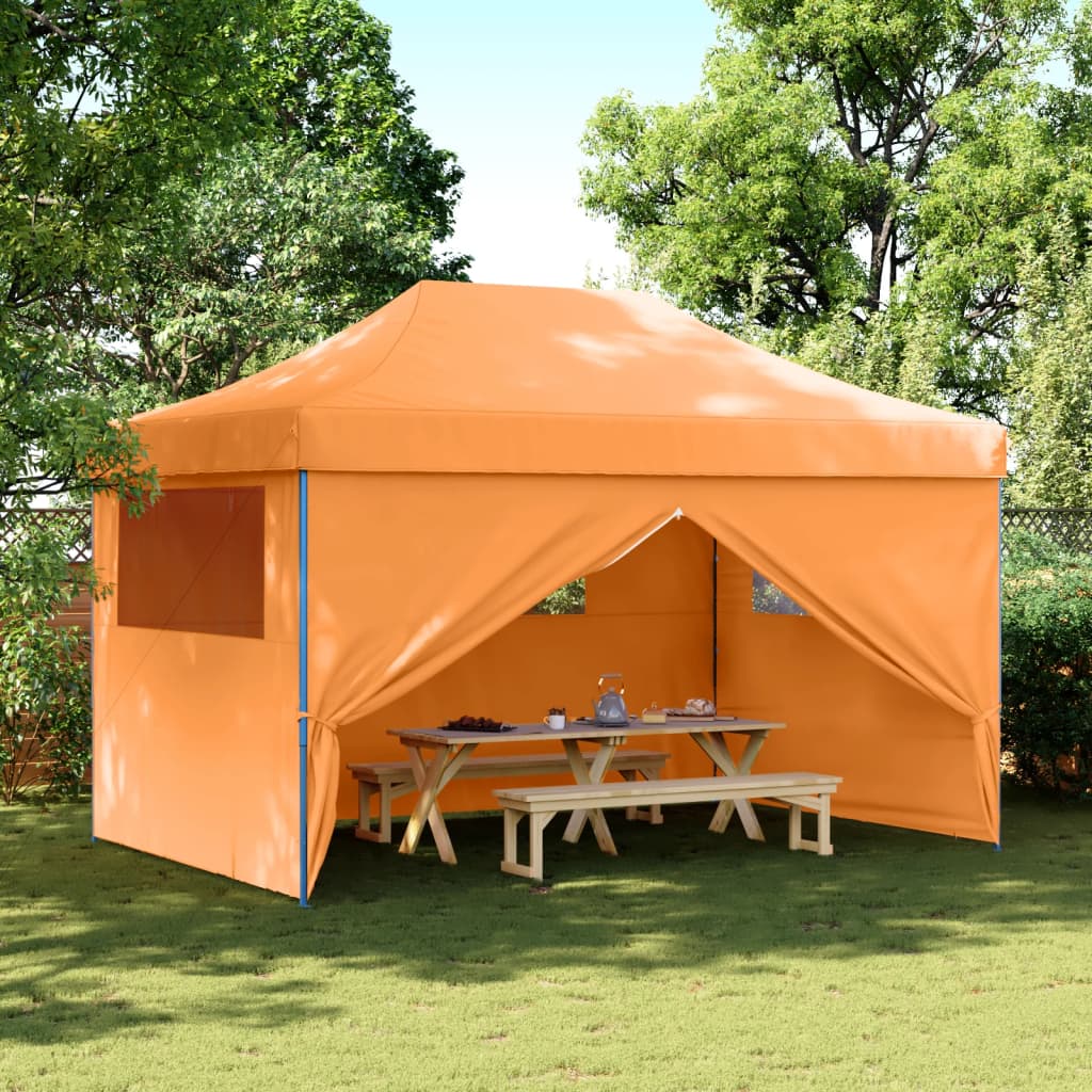 vidaXL Partytent inklapbaar pop-up met 4 zijwanden oranje