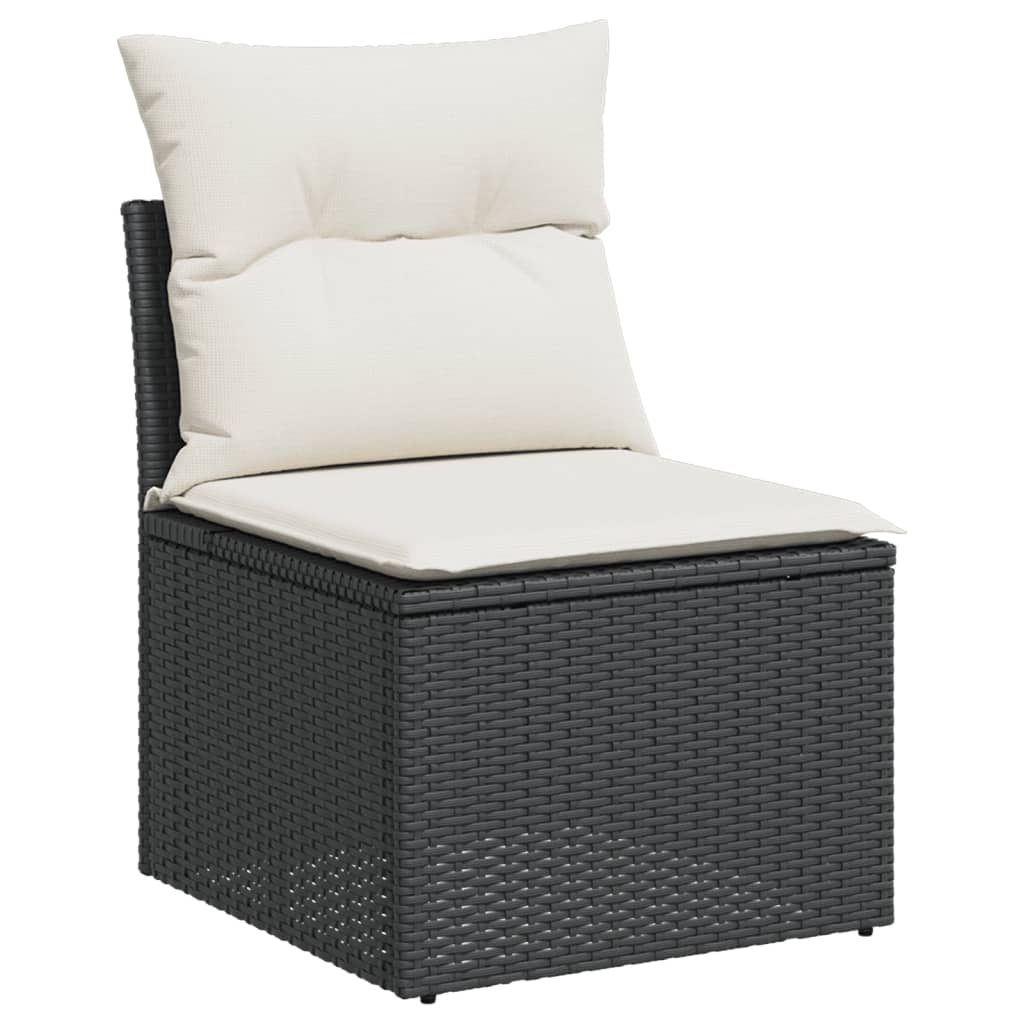 vidaXL 13-delige Loungeset met kussens poly rattan zwart