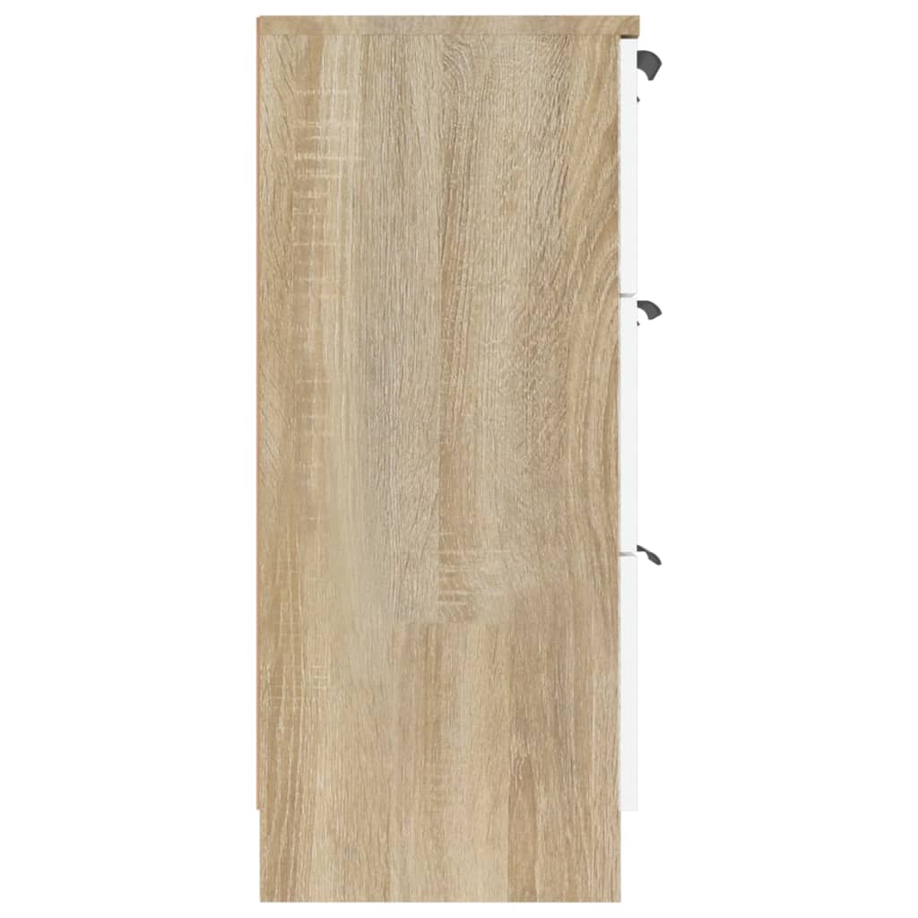 vidaXL Dressoir 60x30x70 cm bewerkt hout wit en sonoma eikenkleurig