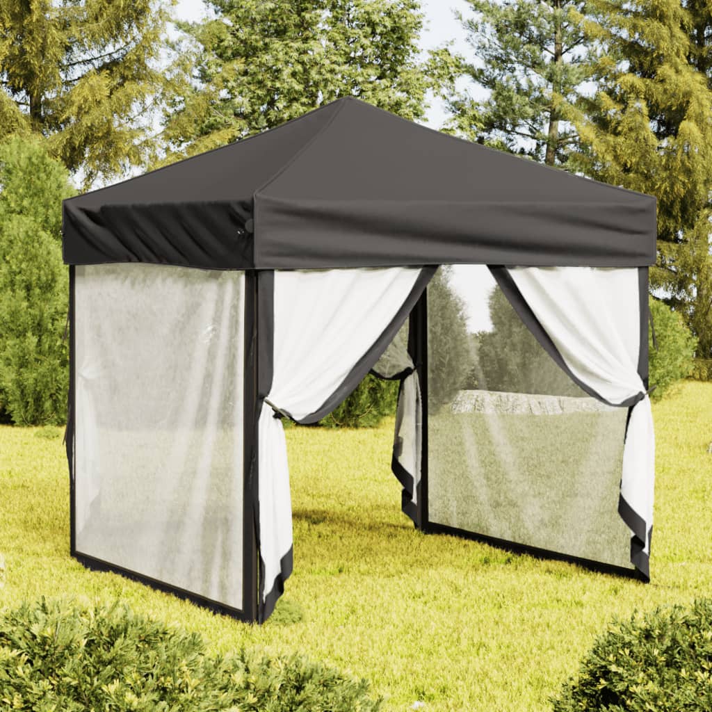 vidaXL Partytent inklapbaar met zijwanden 2x2 m antracietkleurig