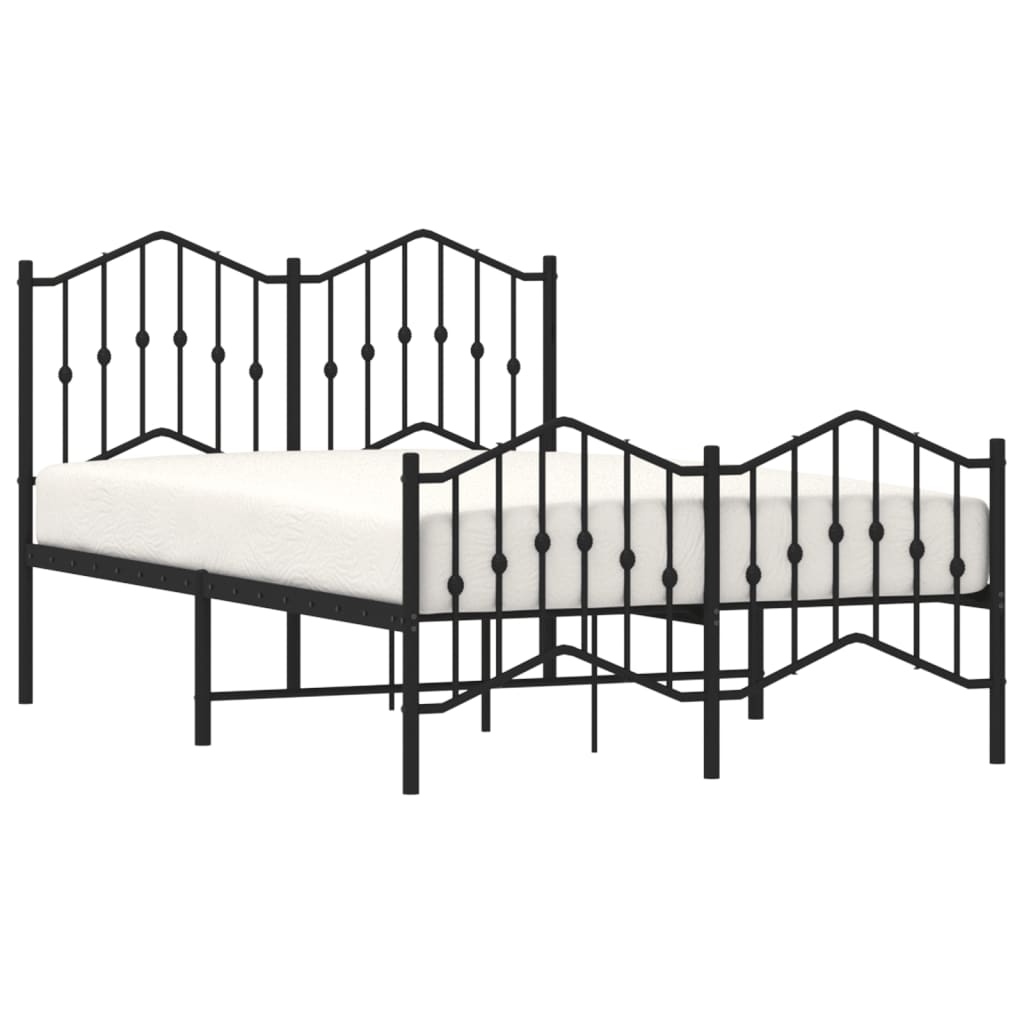 vidaXL Bedframe met hoofd- en voeteneinde metaal zwart 120x190 cm