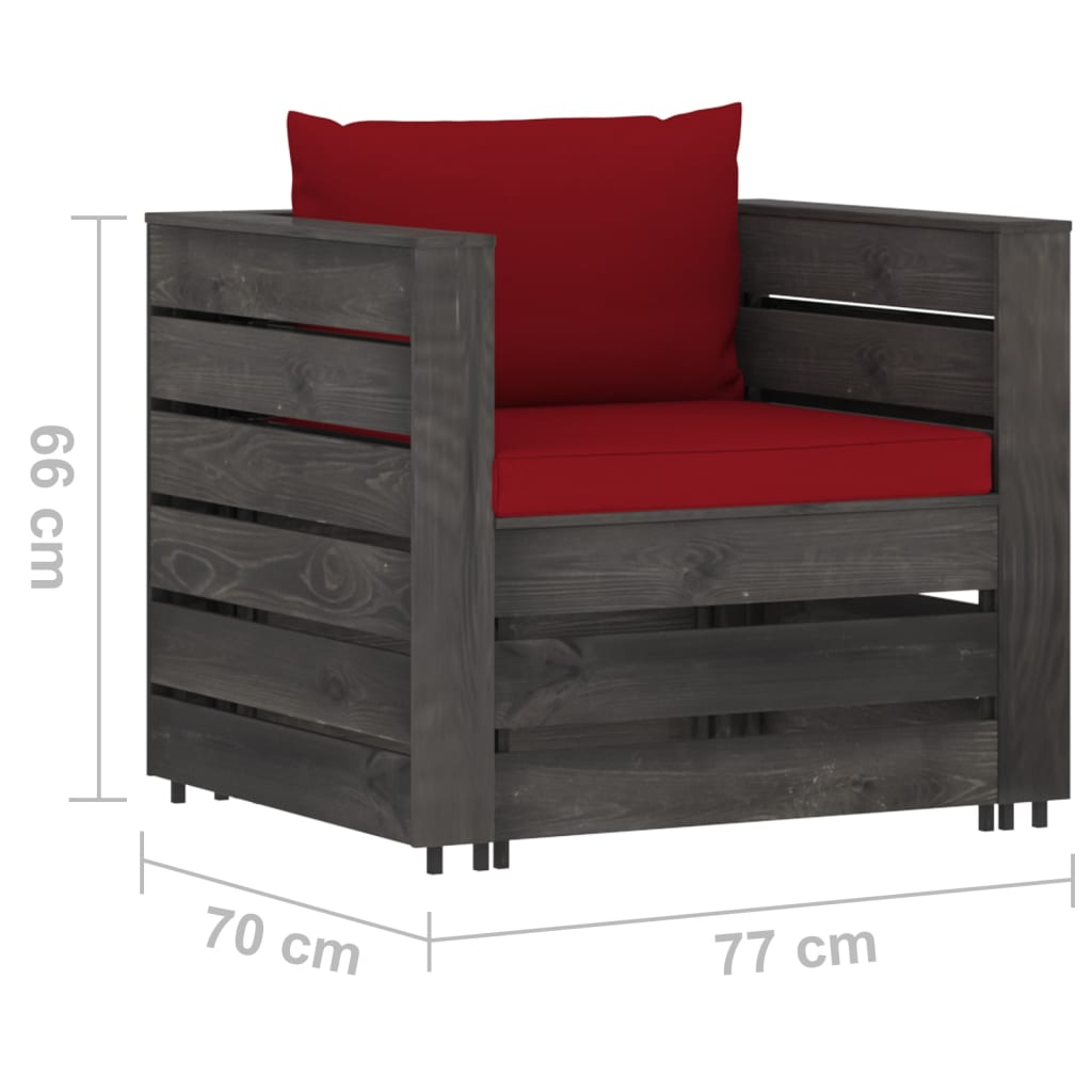 vidaXL 2-delige Loungeset met kussens grijs geïmpregneerd hout
