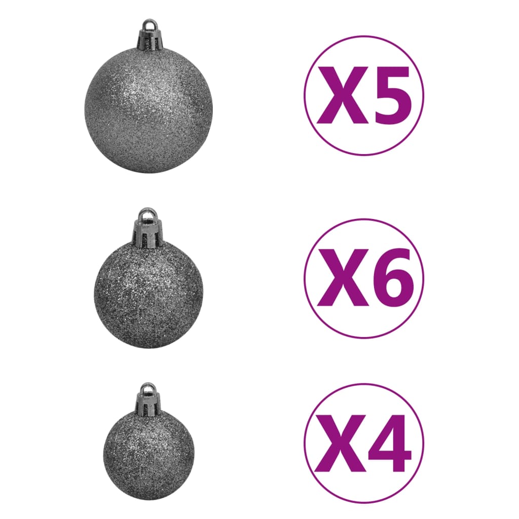 vidaXL Kunstkerstboom met verlichting en kerstballen 120 cm PVC zwart