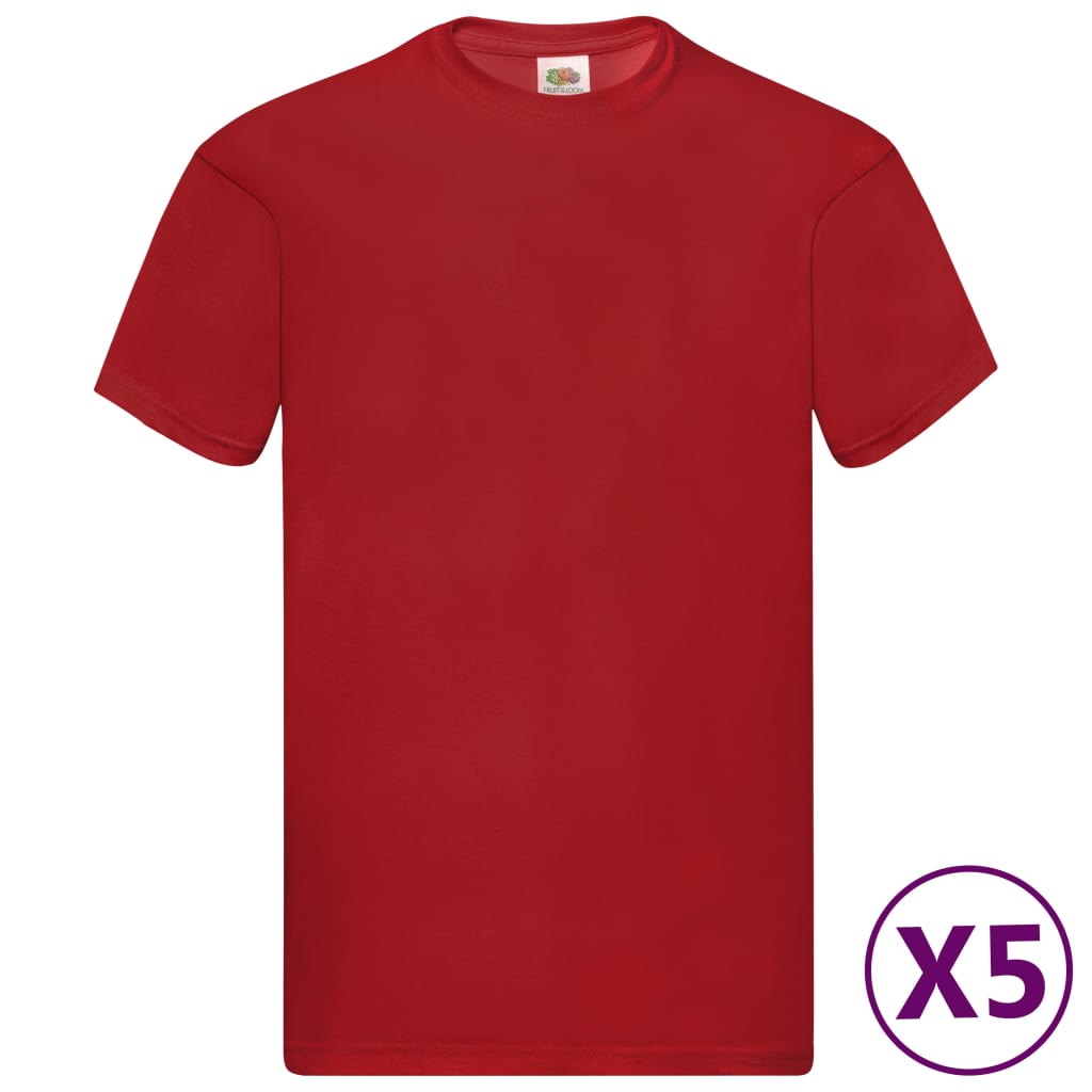 Fruit of the Loom T-shirts Original 5 st 3XL katoen rood
