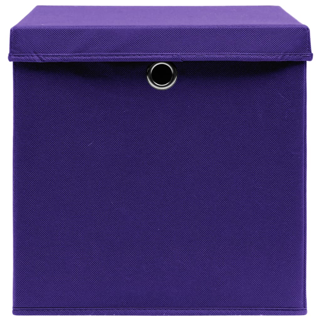 vidaXL Opbergboxen met deksel 4 st 32x32x32 cm stof paars