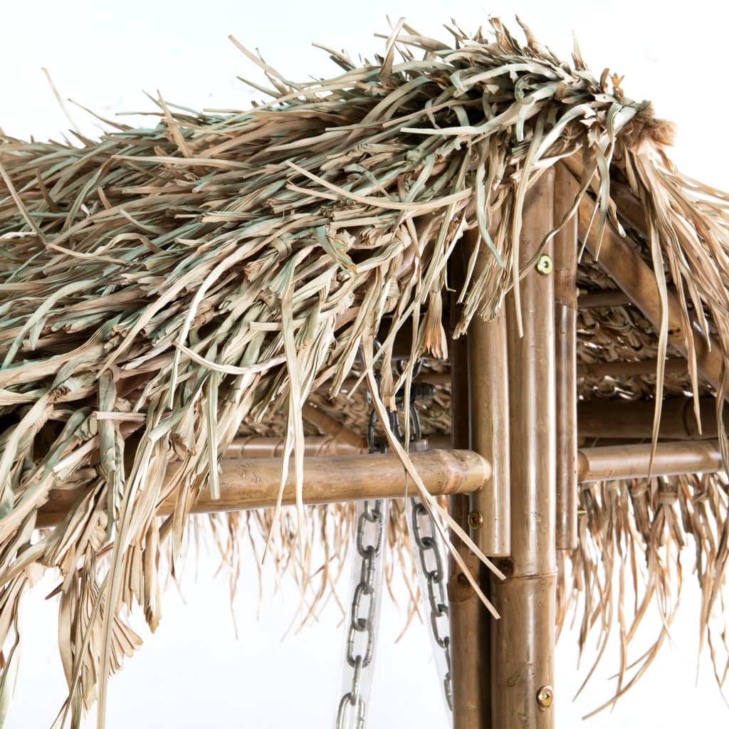 vidaXL Schommelbank met palmbladeren 2-zits 202 cm bamboe
