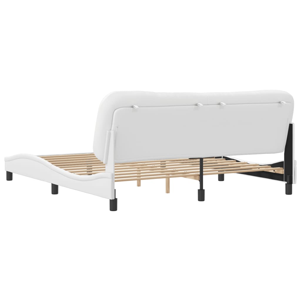 vidaXL Bedframe met hoofdbord kunstleer wit 180x200 cm