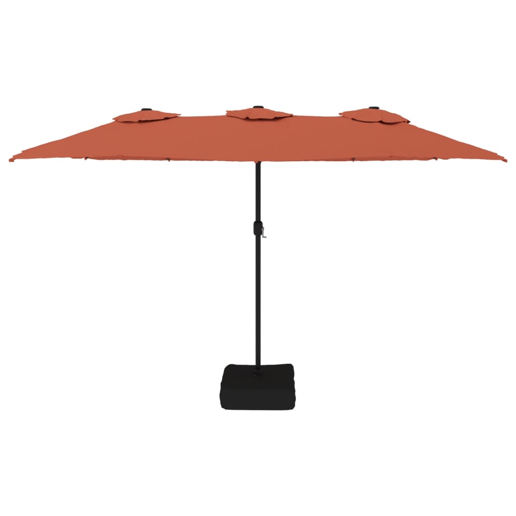 vidaXL Parasol dubbel dak met LED 449x245 cm terracottakleurig