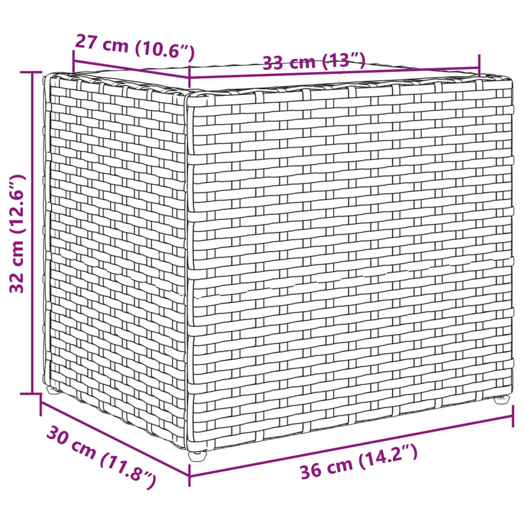 vidaXL Plantenbak 36x30x32 cm poly rattan bruin