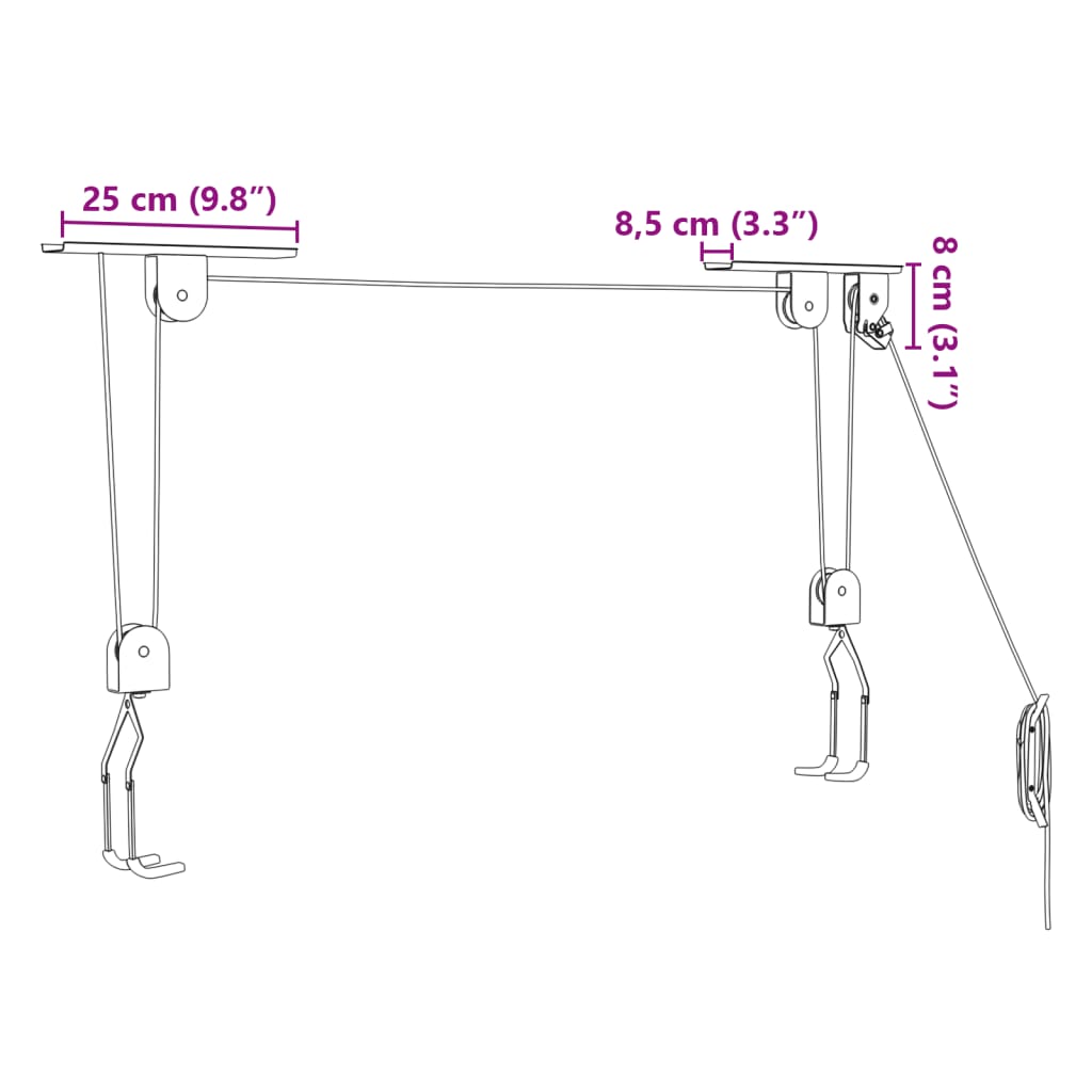 vidaXL Fietstakels met plafondbevestiging 2 st 20 kg