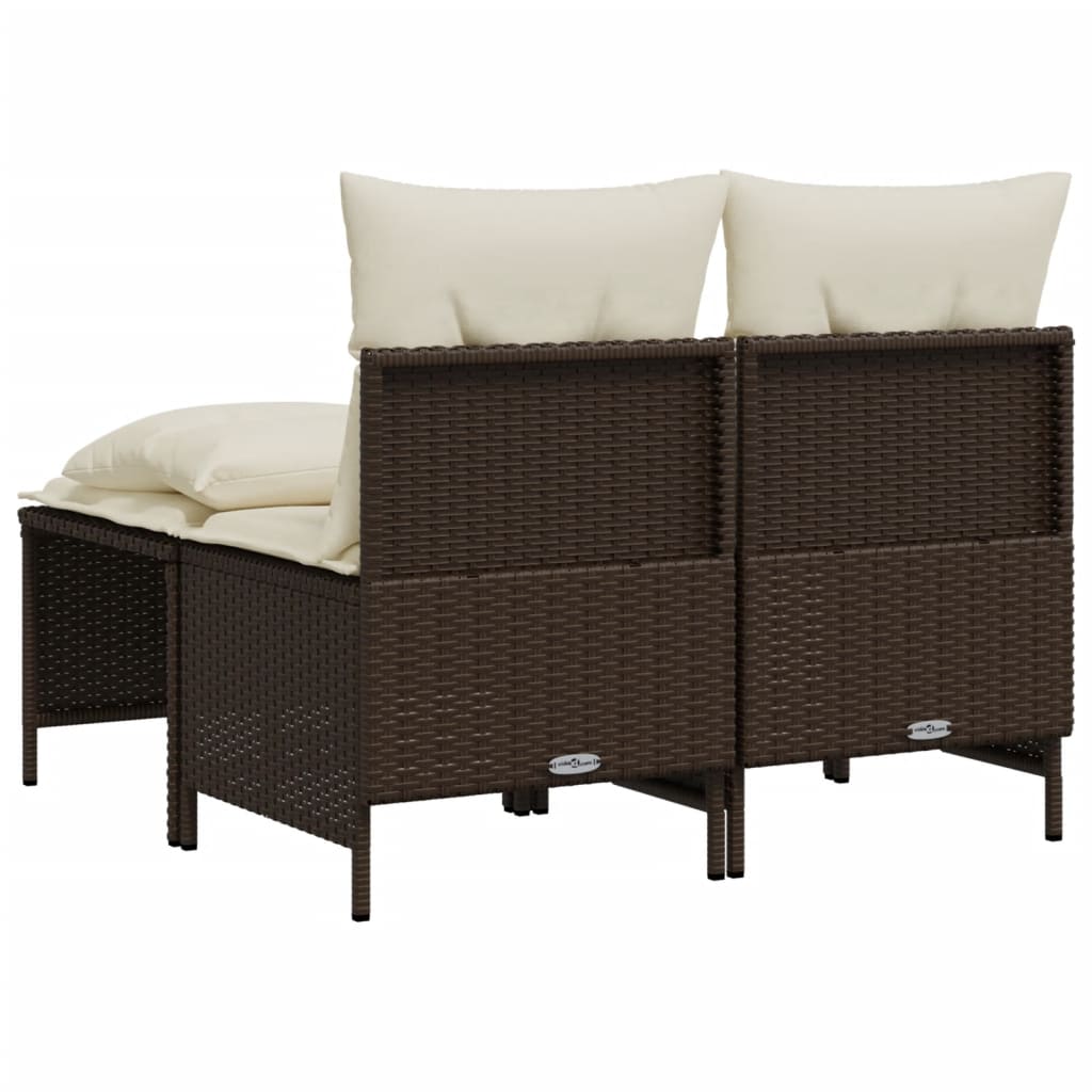 vidaXL 4-delige Loungeset met kussens poly rattan bruin