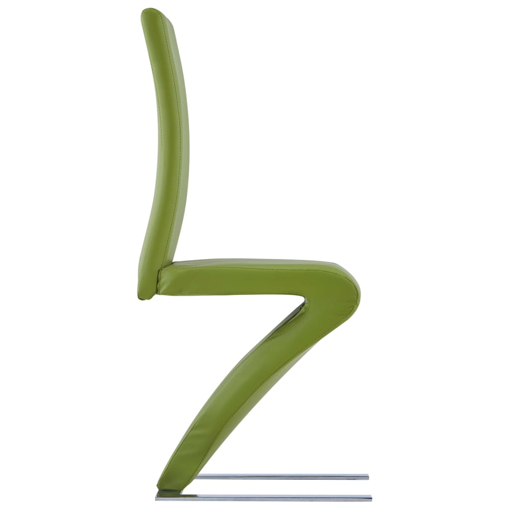 vidaXL Eetkamerstoelen met zigzag-vorm 2 st kunstleer groen