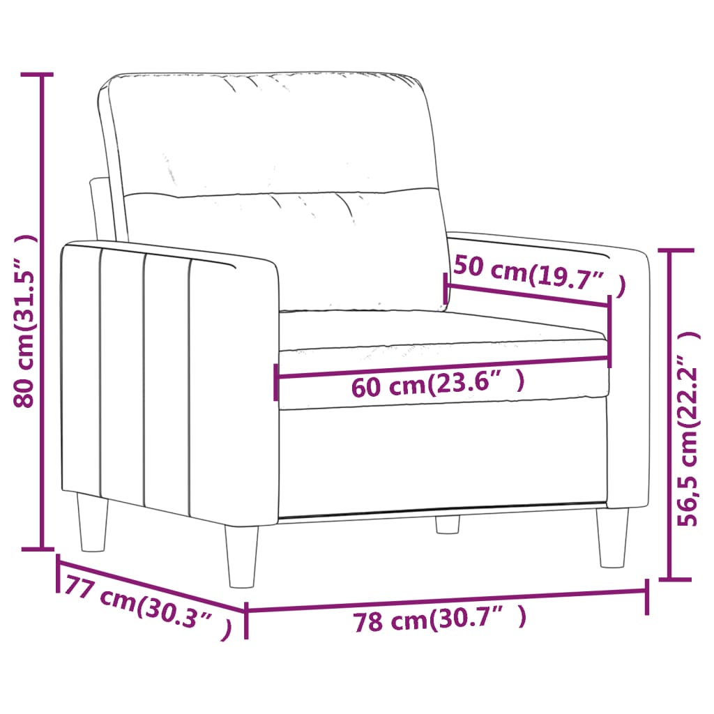 vidaXL Fauteuil 60 cm stof donkergrijs