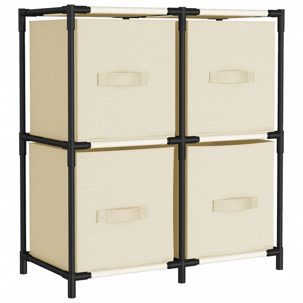Opbergmeubel met 3 stoffen manden cederhout beige