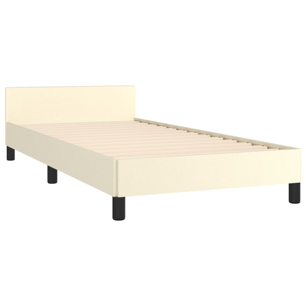 vidaXL Bedframe met hoofdbord kunstleer crèmekleurig 90x190 cm