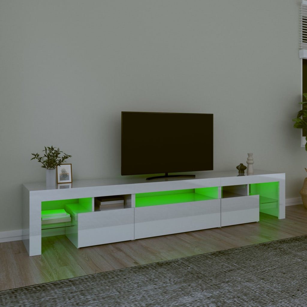 vidaXL Tv-meubel met LED-verlichting 215x36,5x40 cm hoogglans wit
