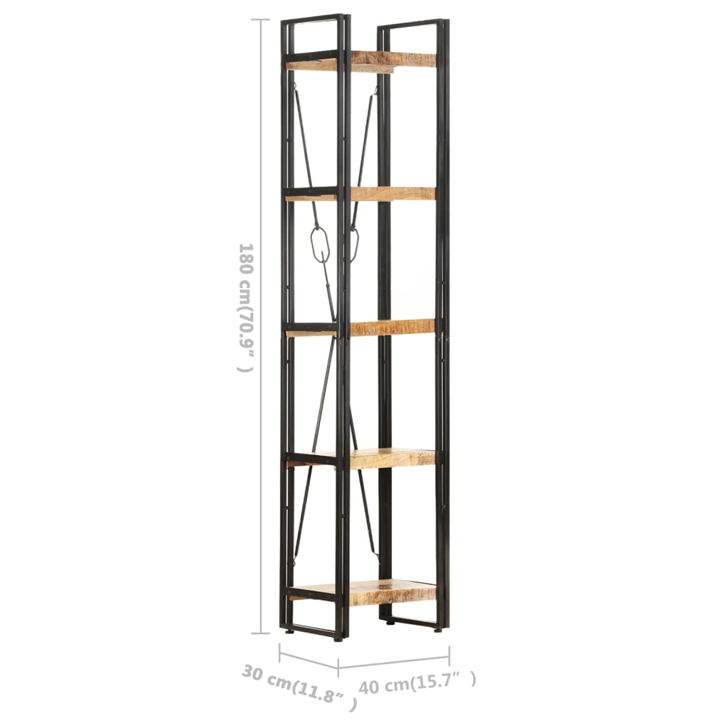 vidaXL Boekenkast met 5 schappen 40x30x180 cm massief mangohout