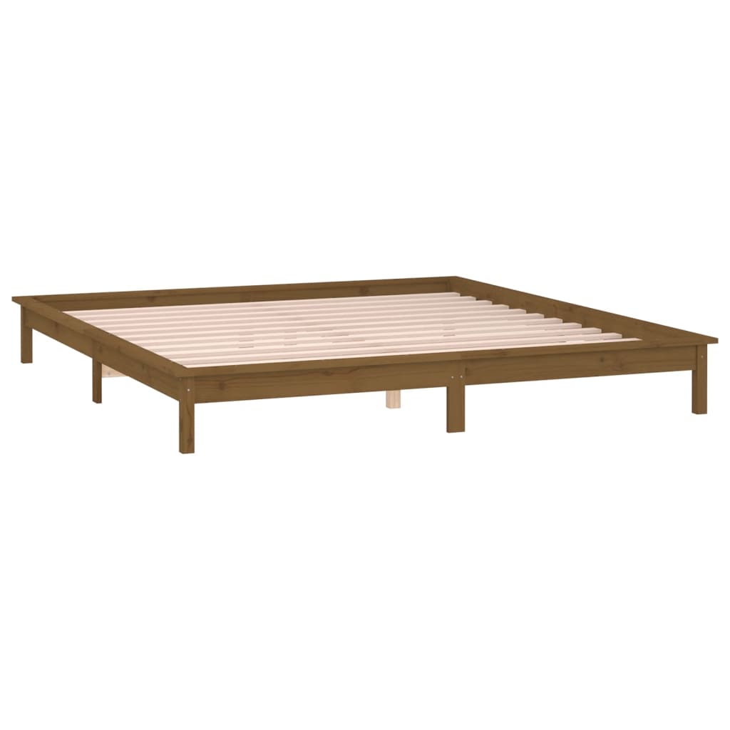 vidaXL Bedframe LED massief hout honingbruin 200x200 cm