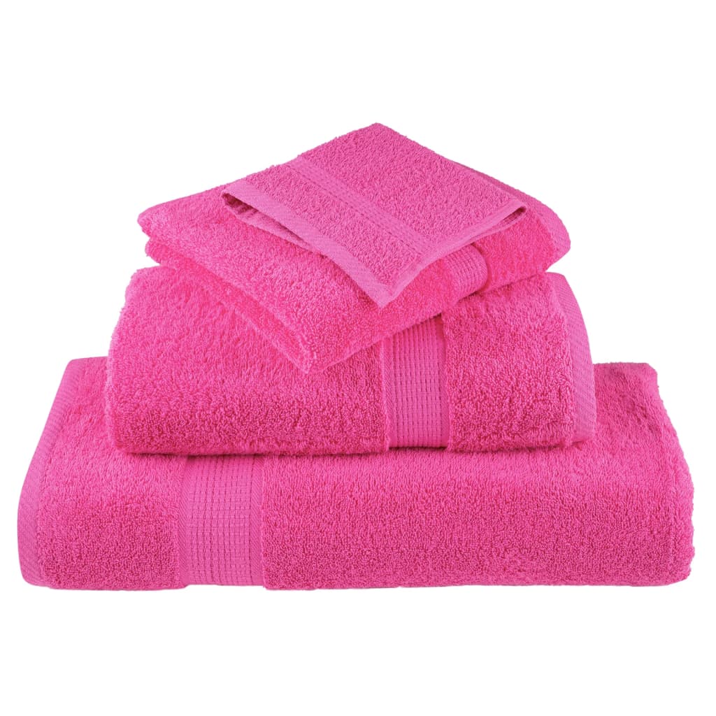 vidaXL 6-delige Handdoekenset 600 g/m² 100% katoen roze