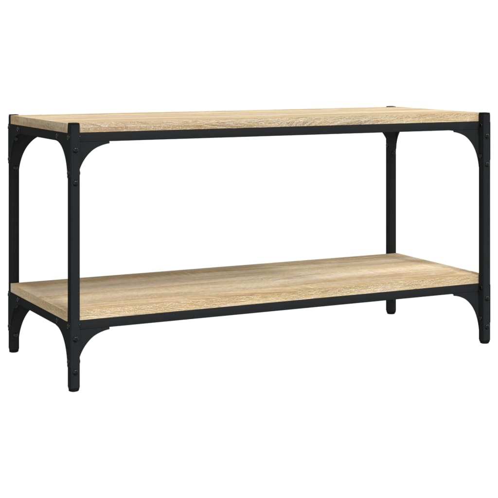 vidaXL Tv-meubel 80x33x41 cm bewerkt hout en staal sonoma eikenkleurig