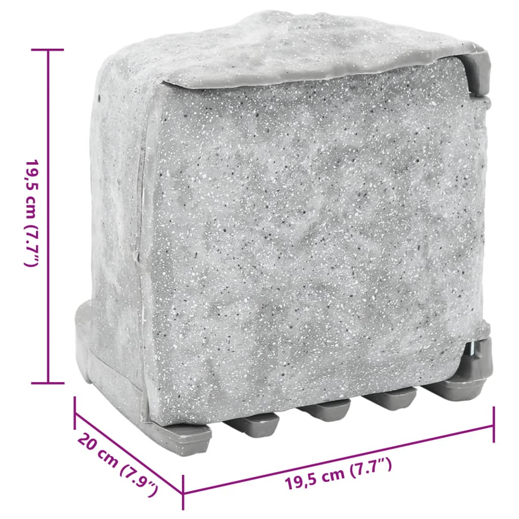 vidaXL Tuinstopcontact met grondpin 4-wegs steen-look grijs