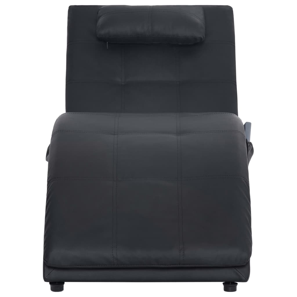 vidaXL Massage chaise longue met kussen kunstleer zwart