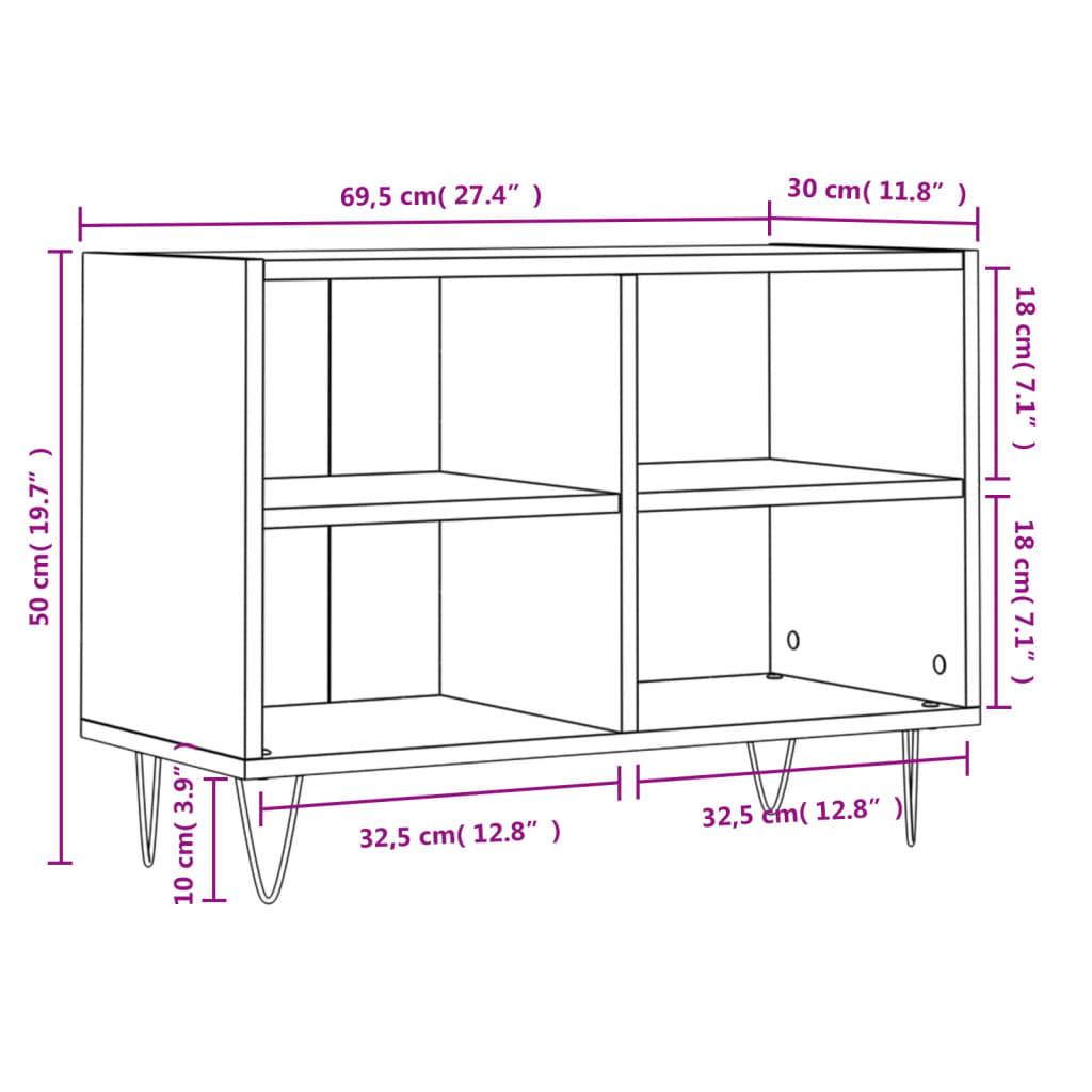 vidaXL Tv-meubel 69,5x30x50 cm bewerkt hout sonoma eikenkleurig
