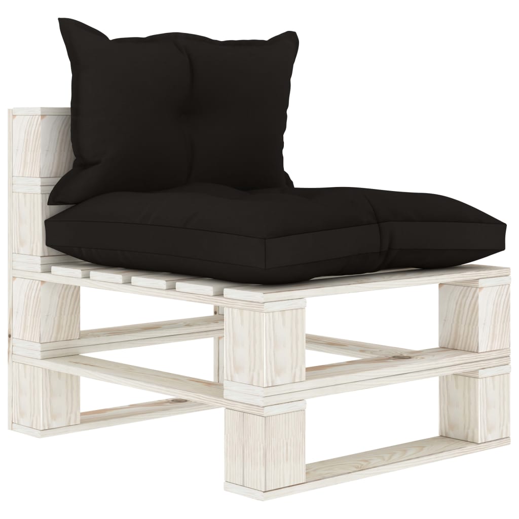 vidaXL 4-delige Loungeset met zwarte kussens pallet hout