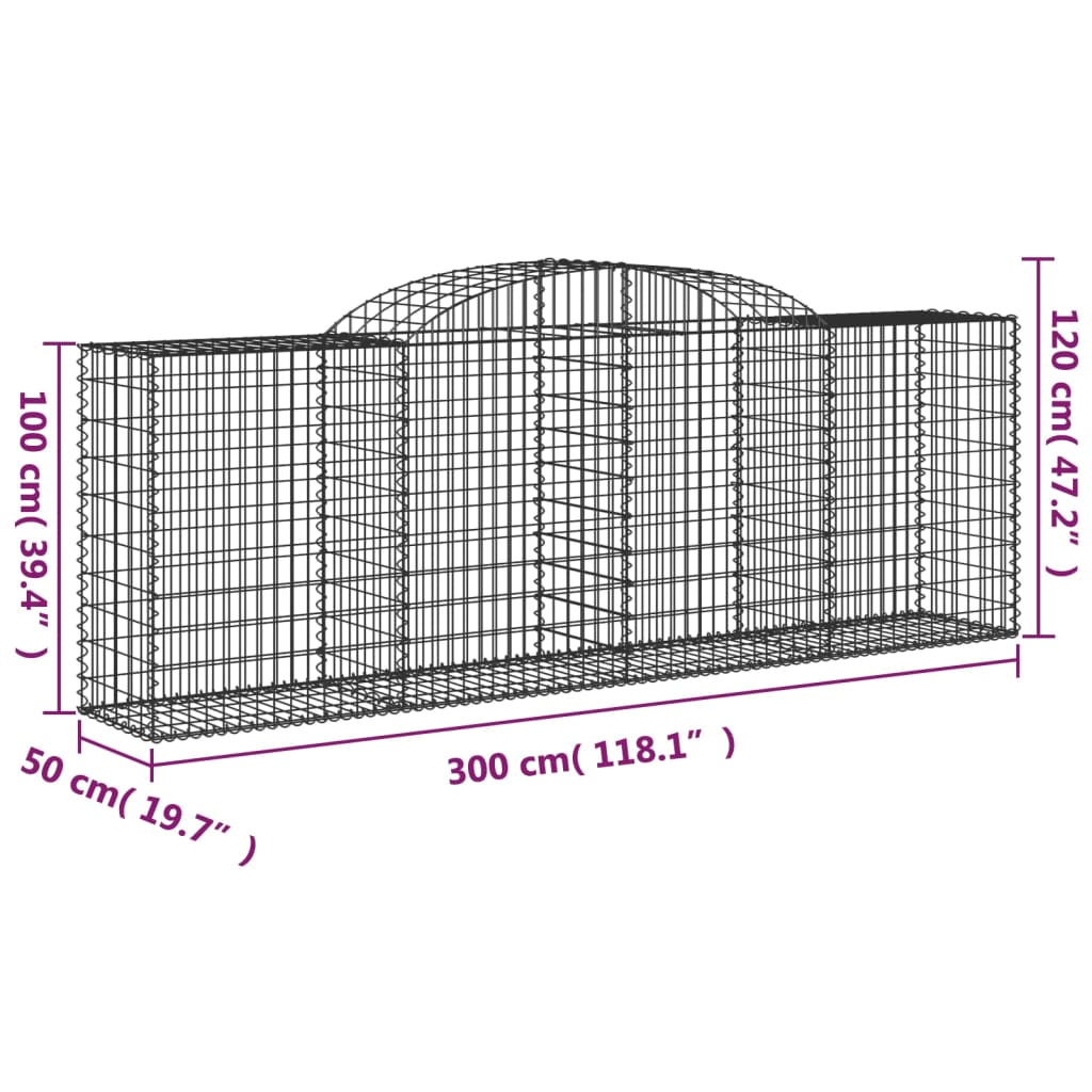 vidaXL Schanskorven 12 st gewelfd 300x50x100/120 cm ijzer