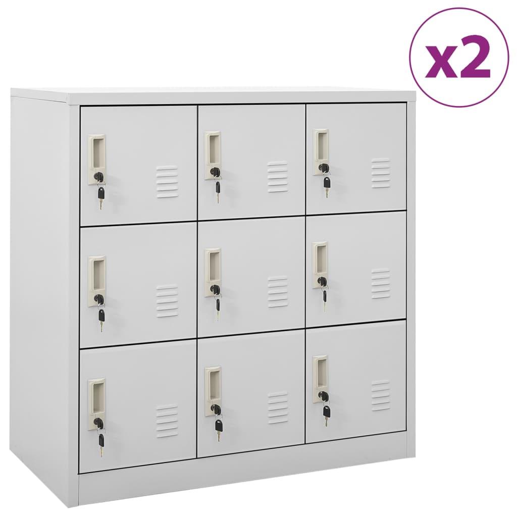 vidaXL Lockerkasten 2 st 90x45x92,5 cm staal lichtgrijs