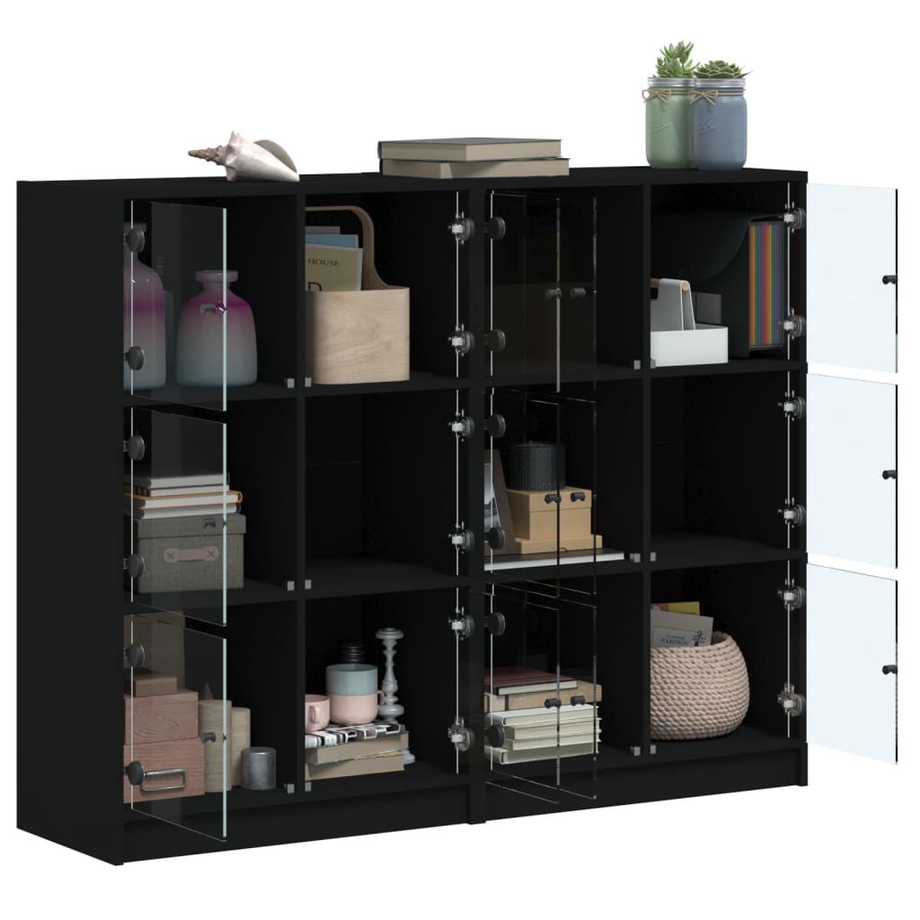 vidaXL Boekenkast met deuren 136x37x109 cm bewerkt hout zwart