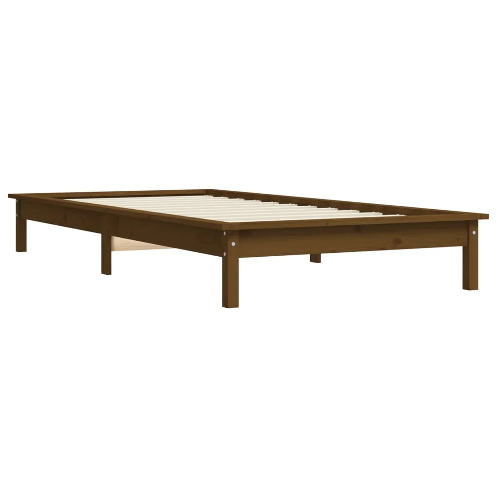 vidaXL Bedframe massief hout honingbruin 75x190 cm