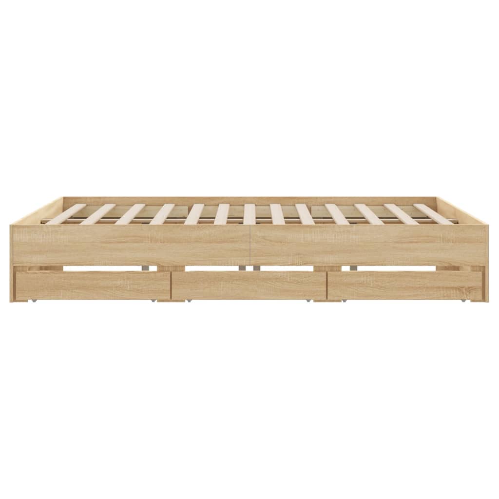 vidaXL Bedframe met lades bewerkt hout sonoma eikenkleurig 180x200 cm