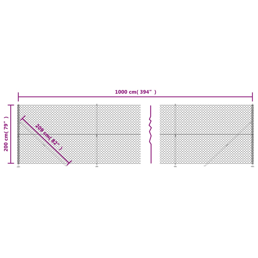 vidaXL Gaashek met flens 2x10 m groen