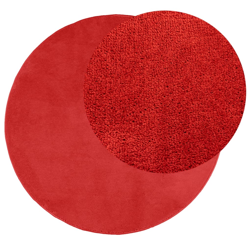 vidaXL Vloerkleed OVIEDO laagpolig Ø 120 cm rood