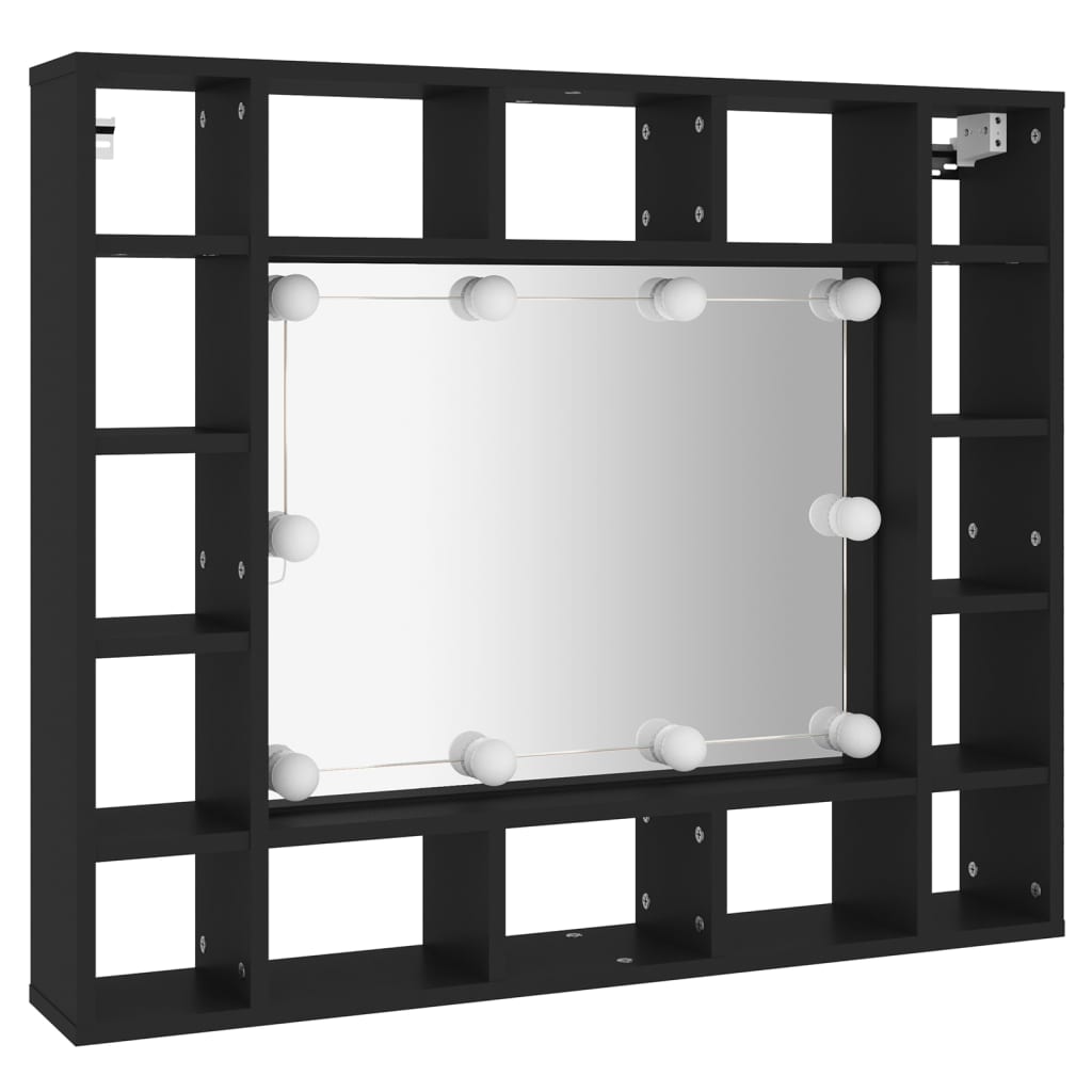 vidaXL Spiegelkast met LED-verlichting 91x15x76,5 cm zwart
