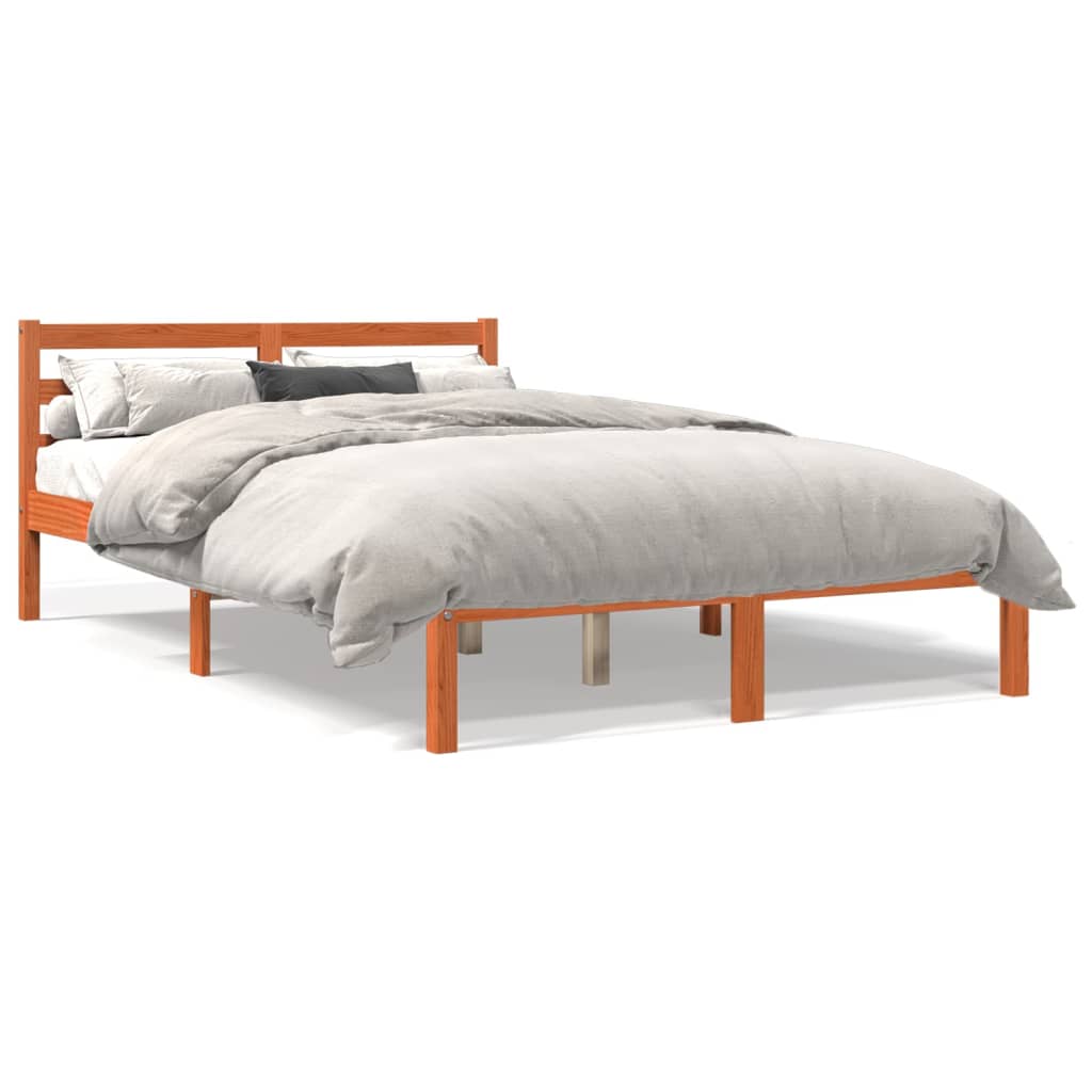 vidaXL Bedframe massief grenenhout wasbruin 140x200 cm