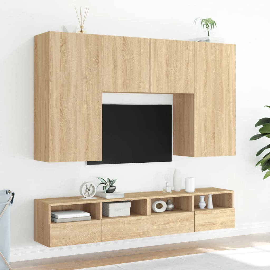 vidaXL Tv-wandmeubels 2 st 80x30x30 cm bewerkt hout sonoma eikenkleur