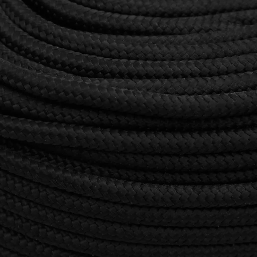 vidaXL Werktouw 6 mm 25 m polyester zwart