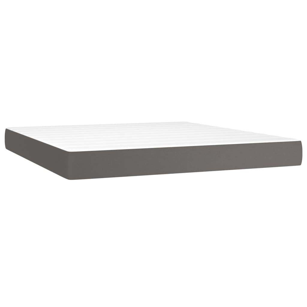 vidaXL Boxspring met matras en LED kunstleer grijs 160x200 cm