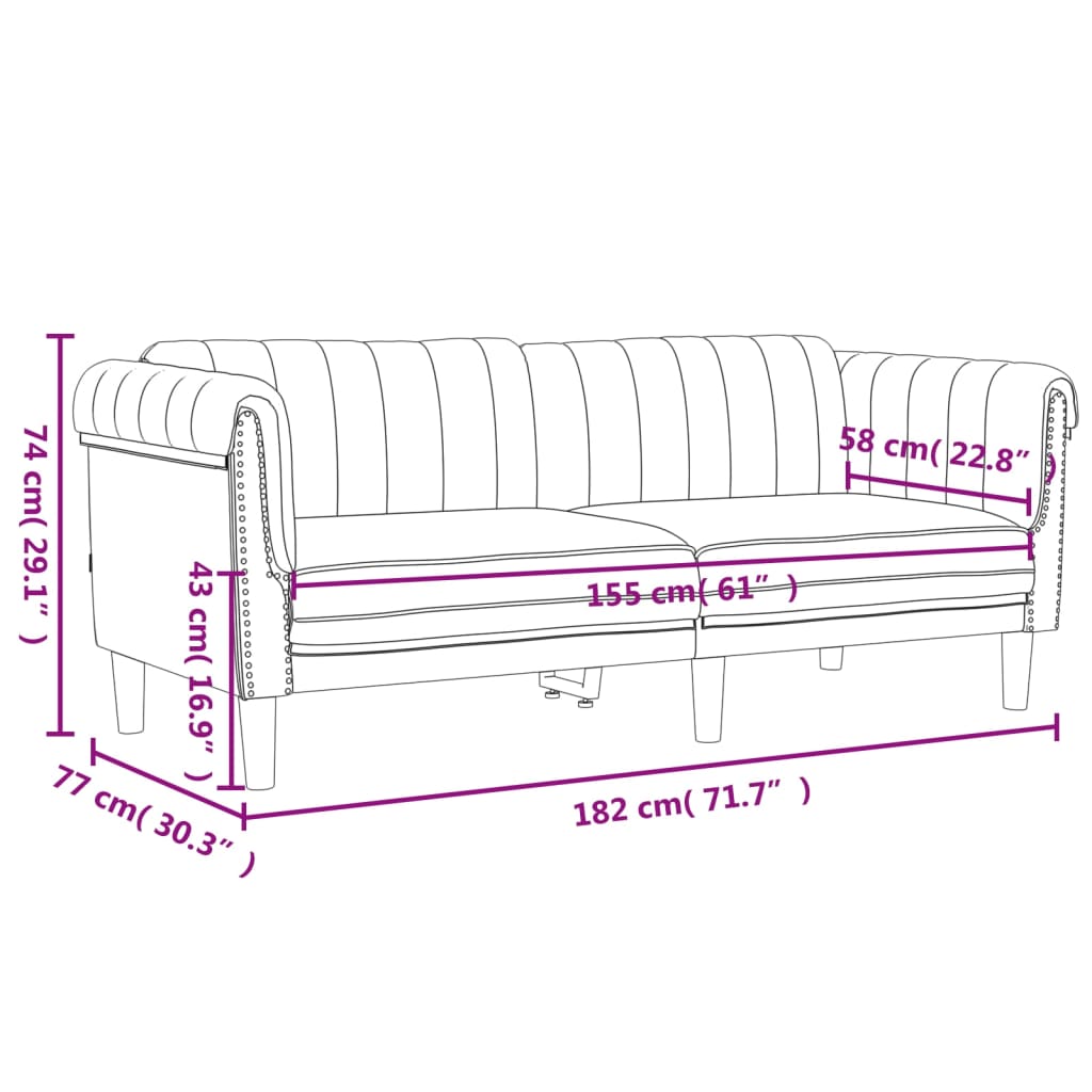 vidaXL 2-delige Loungeset fluweel crèmekleurig