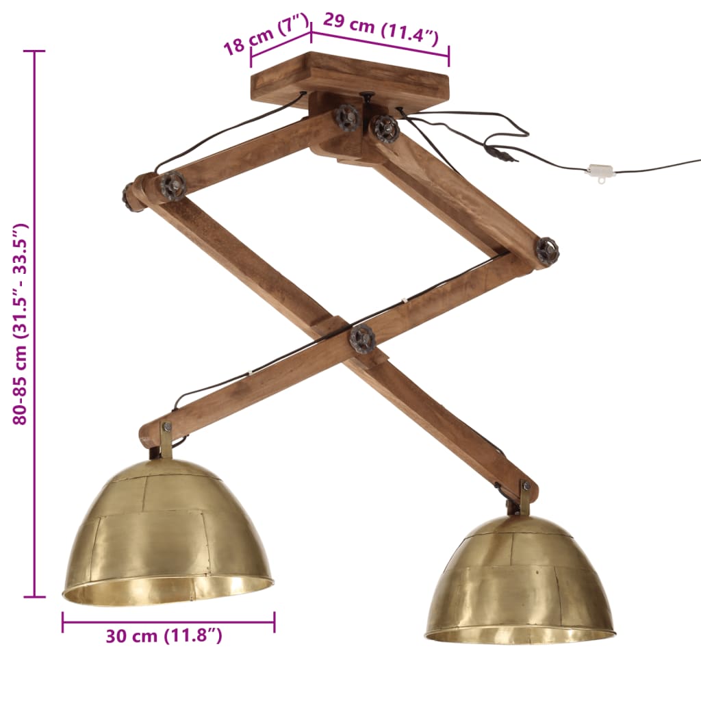 vidaXL Plafondlamp 25 W E27 29x18x85 cm antiek messingkleurig