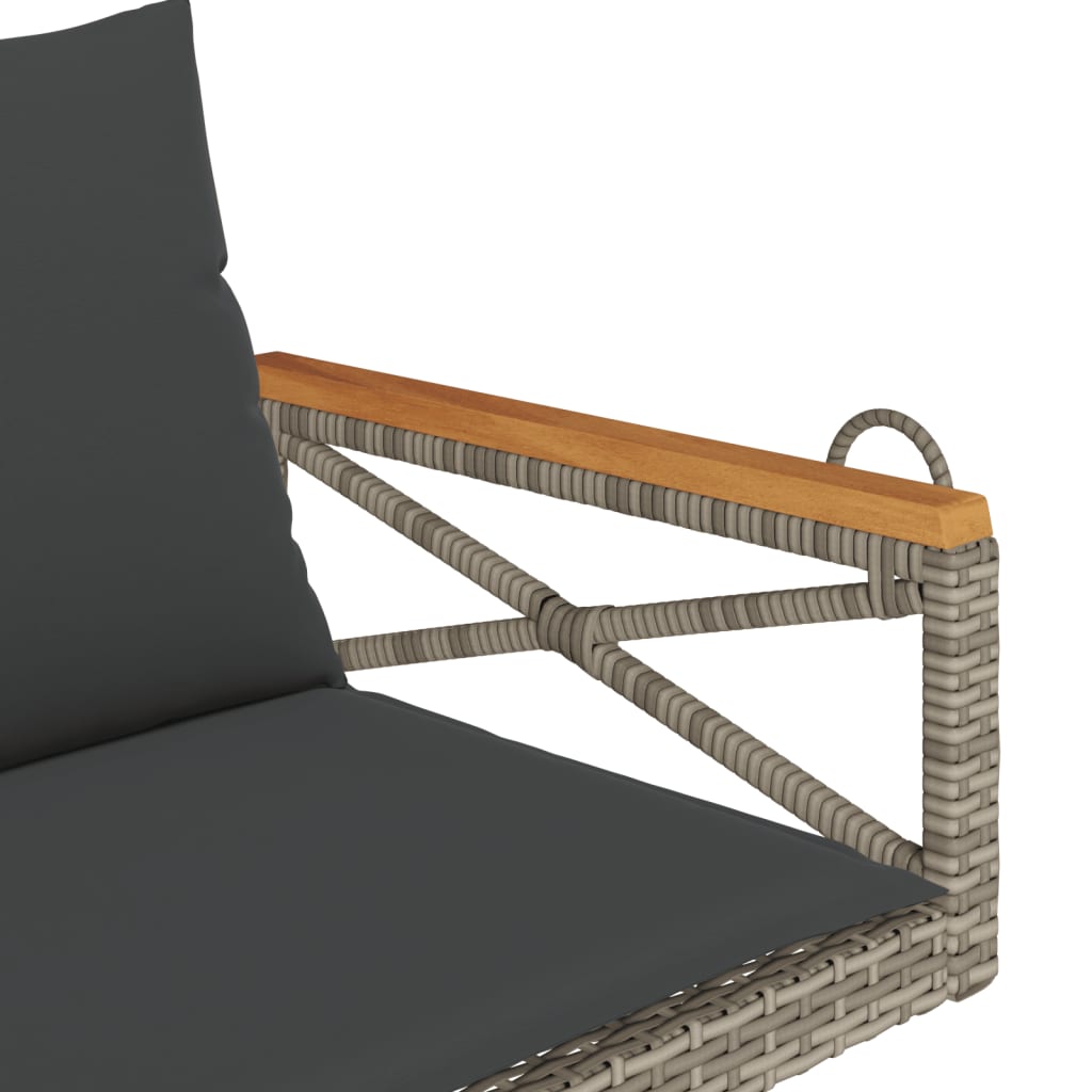 vidaXL Schommelbank met kussens 109x62x40 cm poly rattan grijs