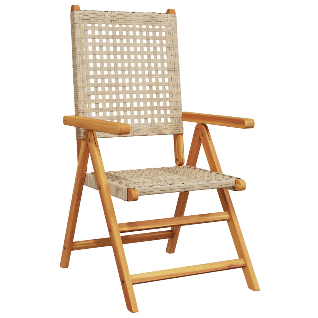 vidaXL Tuinstoelen 2 st massief acaciahout en poly rattan beige