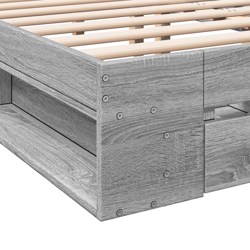 vidaXL Bedframe met lades bewerkt hout grijs sonoma eiken 160x200 cm