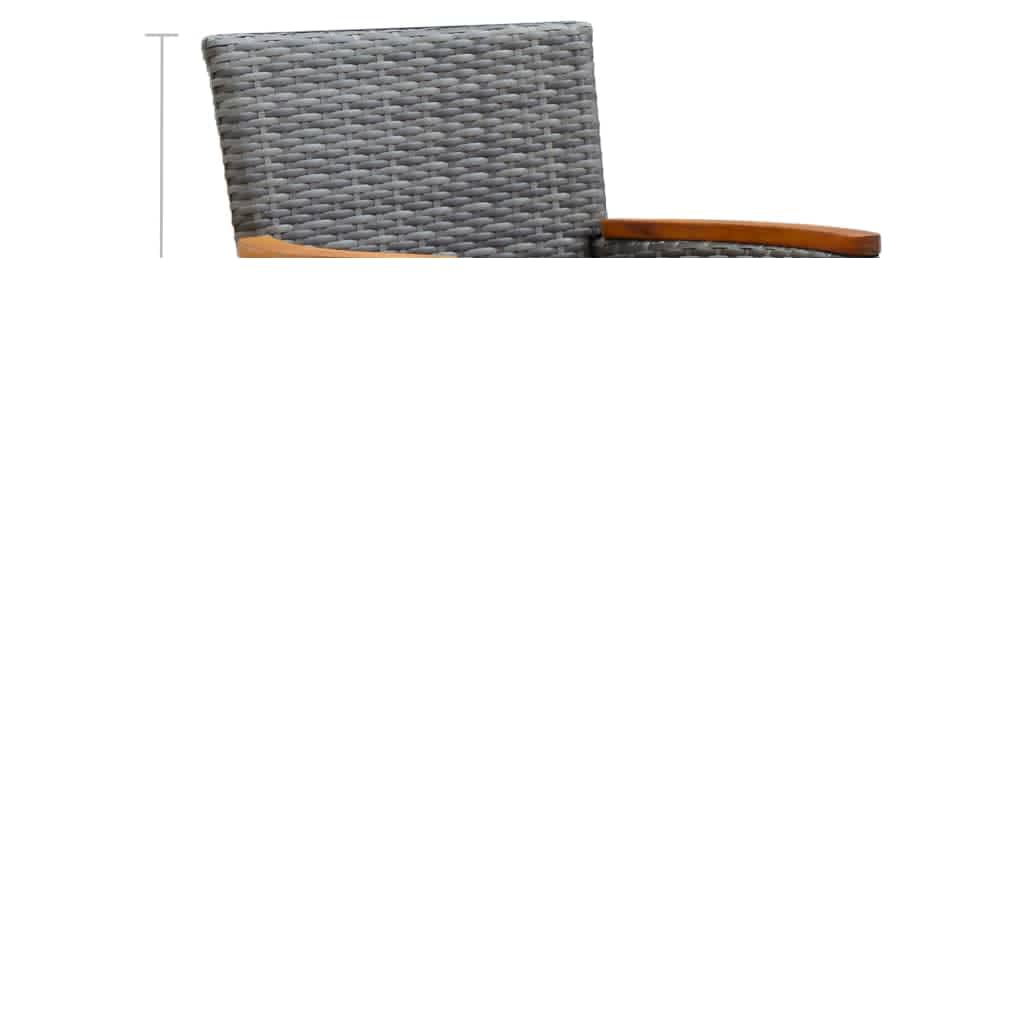vidaXL 5-delige Tuinset met kussens poly rattan grijs